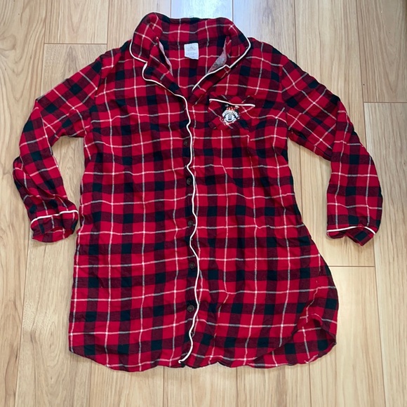 Disney Buffalo Plaid Long Pajama Shirt with Mickey Appliqué TBD M - Picture 1 of 1